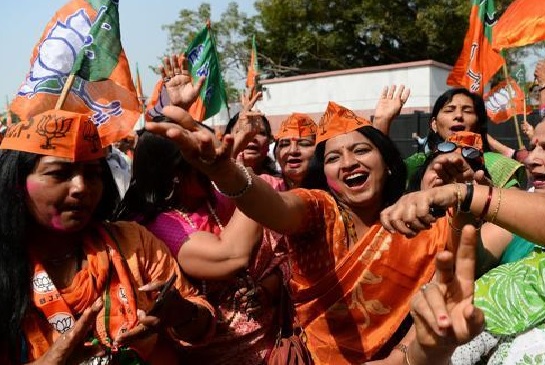 Celebrations all around BJP headquarters