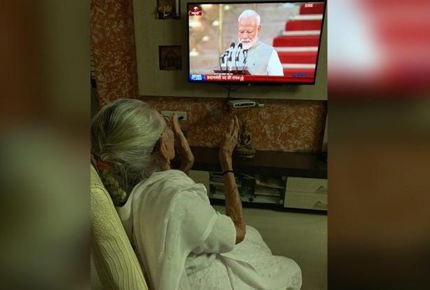 PM Modi's mother watches swearing-in ceremony on TV