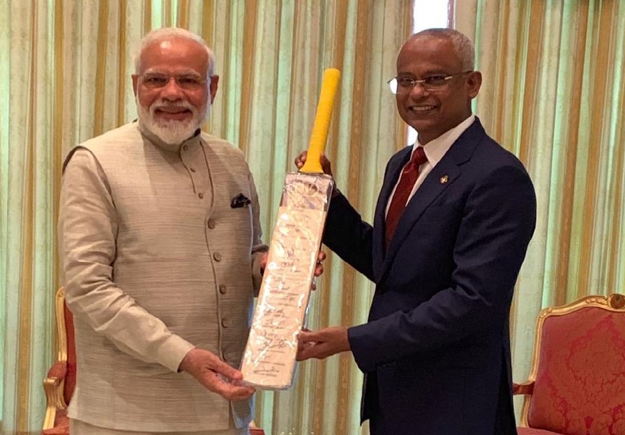 Focus on cricket diplomacy as PM Modi gifts bat to Maldives prez Solih