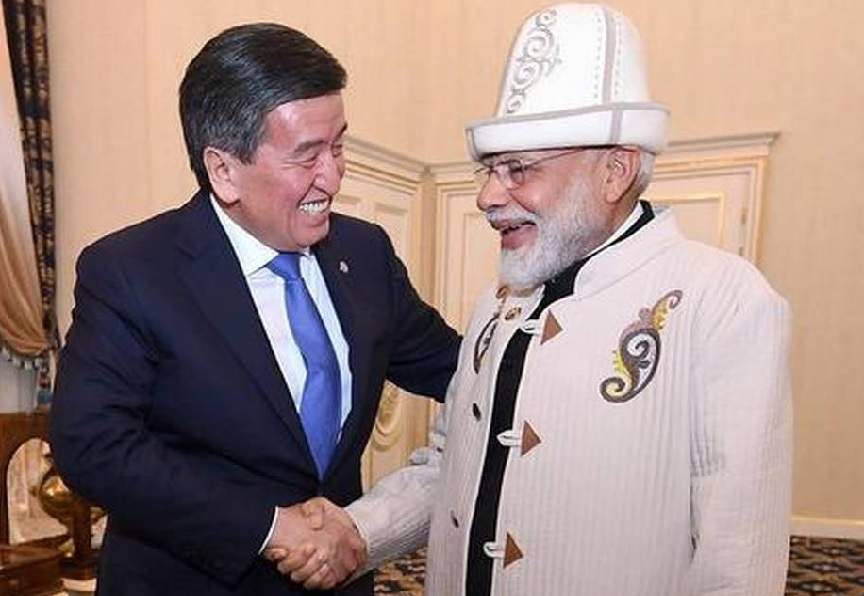 Kyrgyzstan President gifts traditional hat, coat to PM Modi