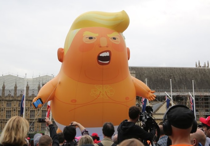 Trump baby blimp flies in London as protests greet president