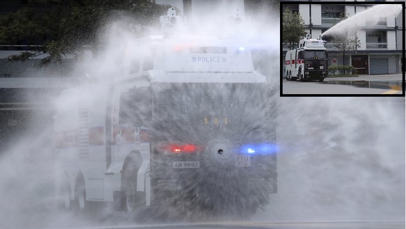 Hong Kong police demonstrate water cannon as protests linger