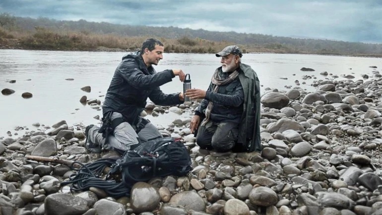 Modi walks in the wild with Bear Grylls