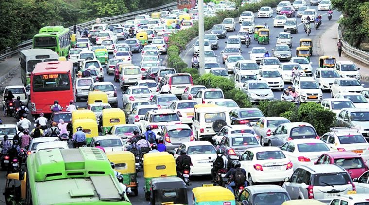 Heavy traffic in Mukarba Chowk