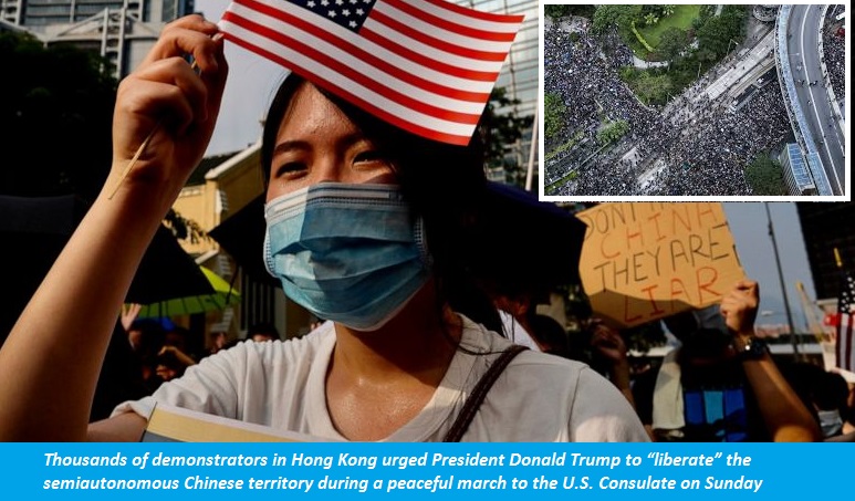 Marchers ask Trump to ‘liberate’ Hong Kong, as clashes erupt