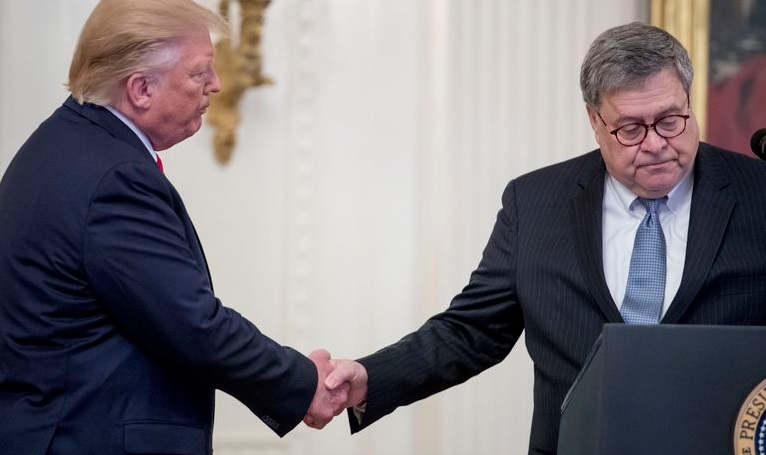 President Donald Trump blurs lines between personal lawyer and attorney general William Barr