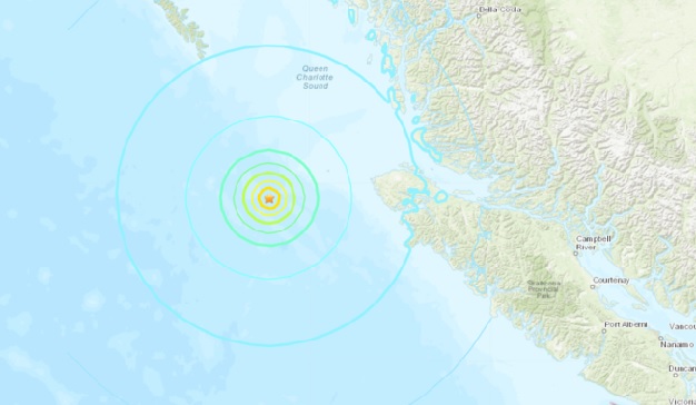 A magnitude 6.3 earthquake struck a spot off the coast of British Columbia Tuesday, the US Geological Survey said.