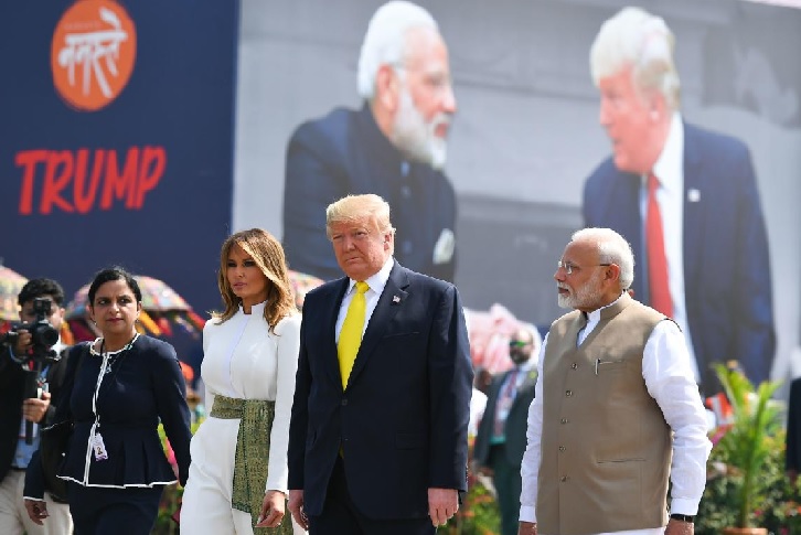 Namaste Trump US president arrives in Ahmedabad