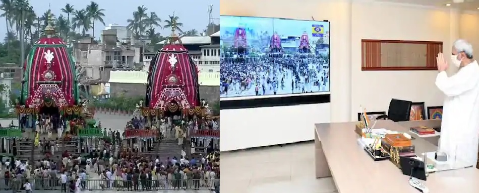 Odisha CM watches Puri Jagannath Rath Yatra on TV