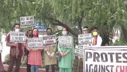 People from Northeast protest against China